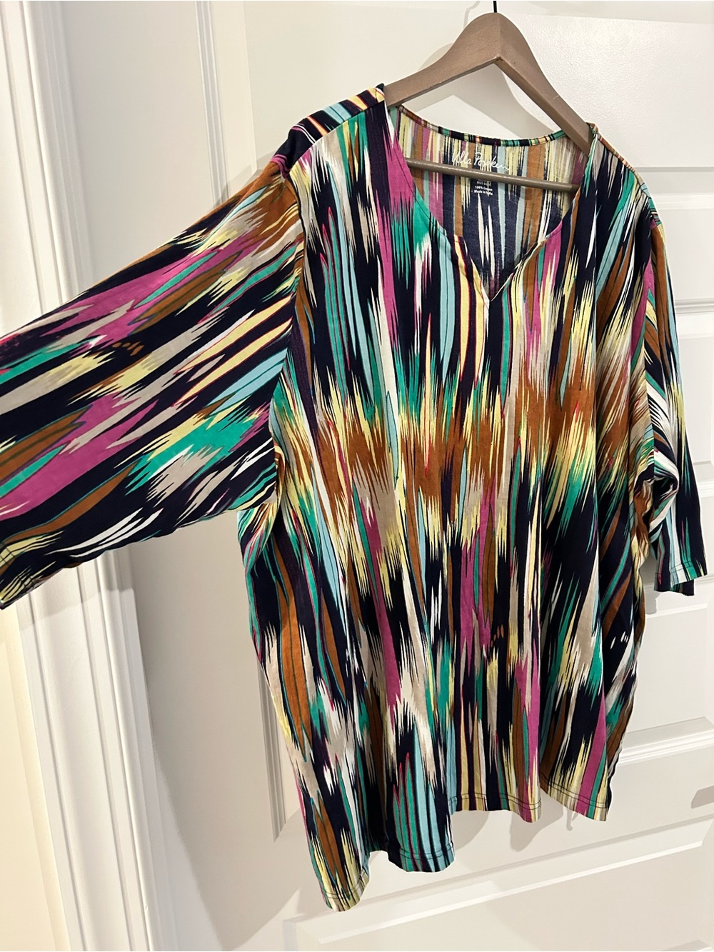 Ulla Popken Abstract Print Tunic Top Blue Green Multicolor Size 28 / 30